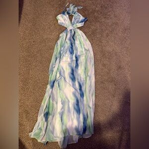 Fashion Nova Blue and Green Maxi Dress